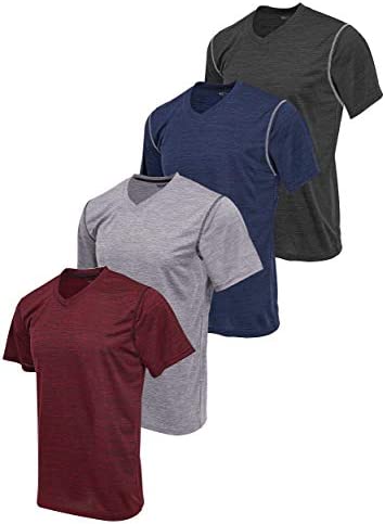 Reset 4 Pack Workout Shirts for Men, Active Athletic Performance V Neck ...